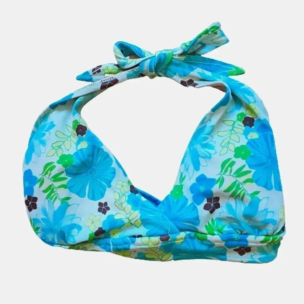 Island Escape Floral Bikini Halter Top Size Medium